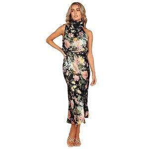 Petal & Pup NEW Annabelle Halter Neck Floral Satin Midi Dress - Women’s Size XL